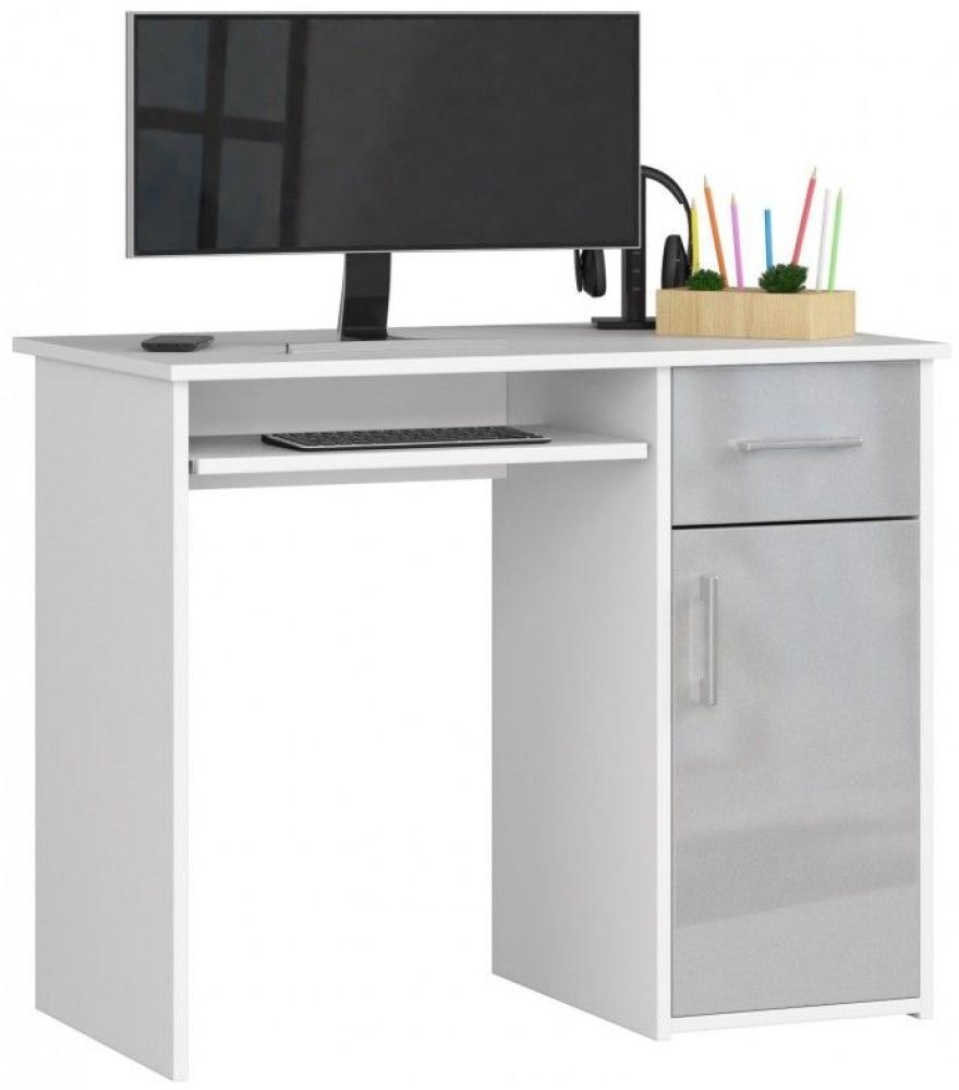 Schreibtisch Bürotisch Tisch A800 90x50x74 cm Weiss-Grau HGL Bild 1