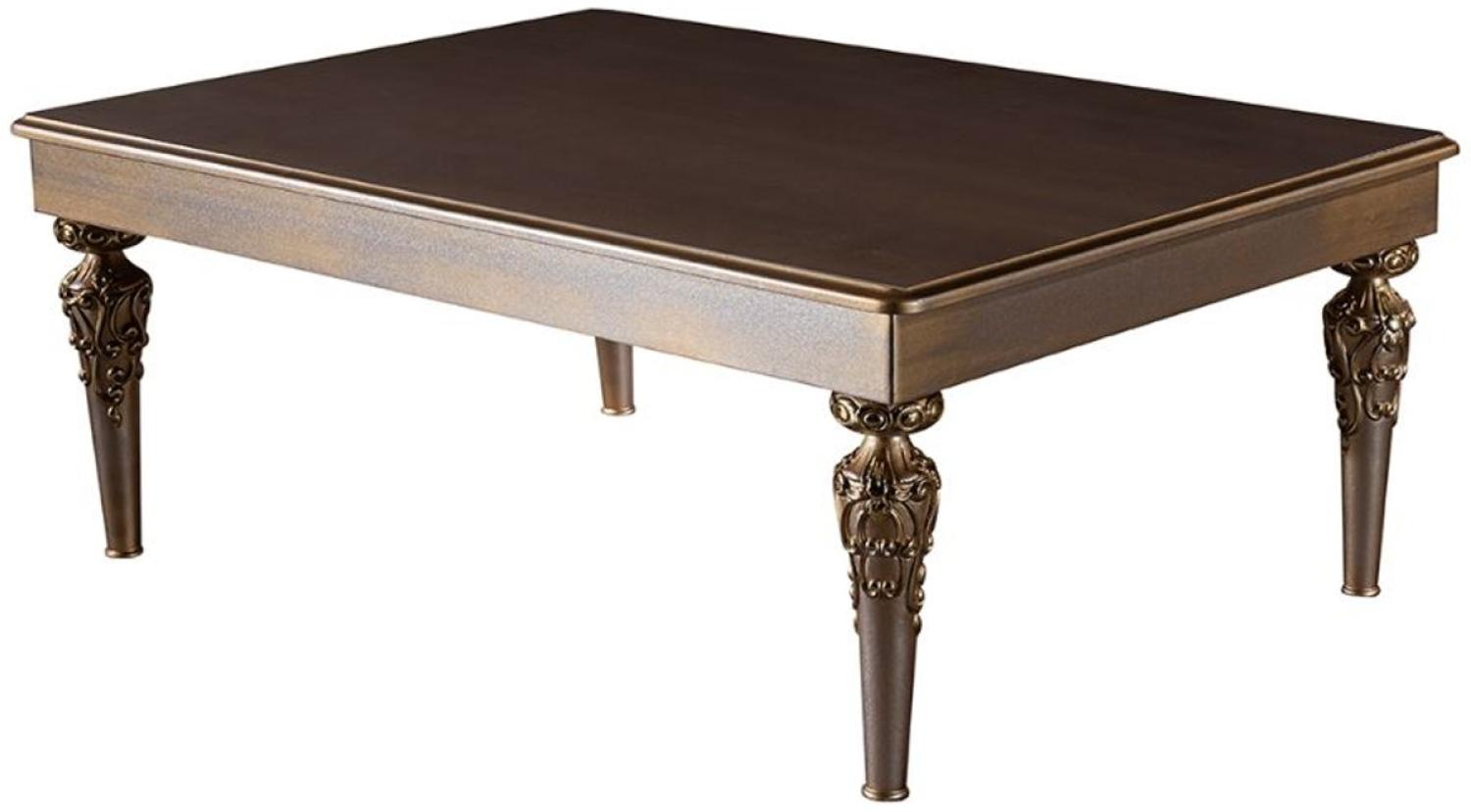 Casa Padrino Luxus Barock Couchtisch Braun / Silber / Kupfer / Gold 115 x 80 x H. 45 cm - Massivholz Wohnzimmertisch mit Glasplatte - Barock Wohnzimmer Möbel Bild 1