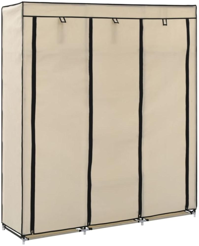 vidaXL Kleiderschrank mit Fächern und Stangen Creme 150x45x175cm Stoff Bild 1