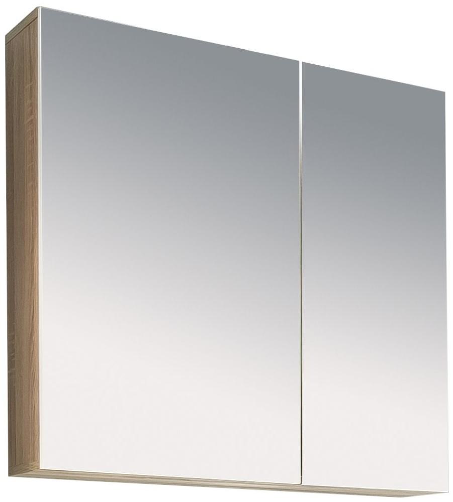 Badmöbel Spiegelschrank Porto ohne Spiegellampe Eiche sägerau und weiß Bild 1