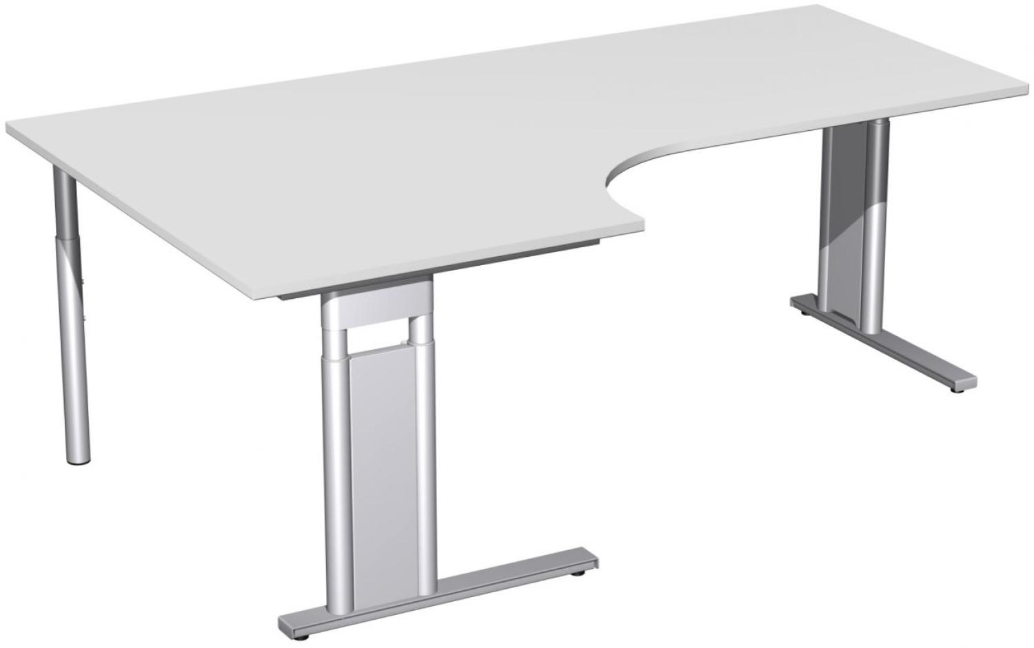 PC-Schreibtisch 'C Fuß Pro' links, höhenverstellbar, 200x120cm, Lichtgrau / Silber Bild 1