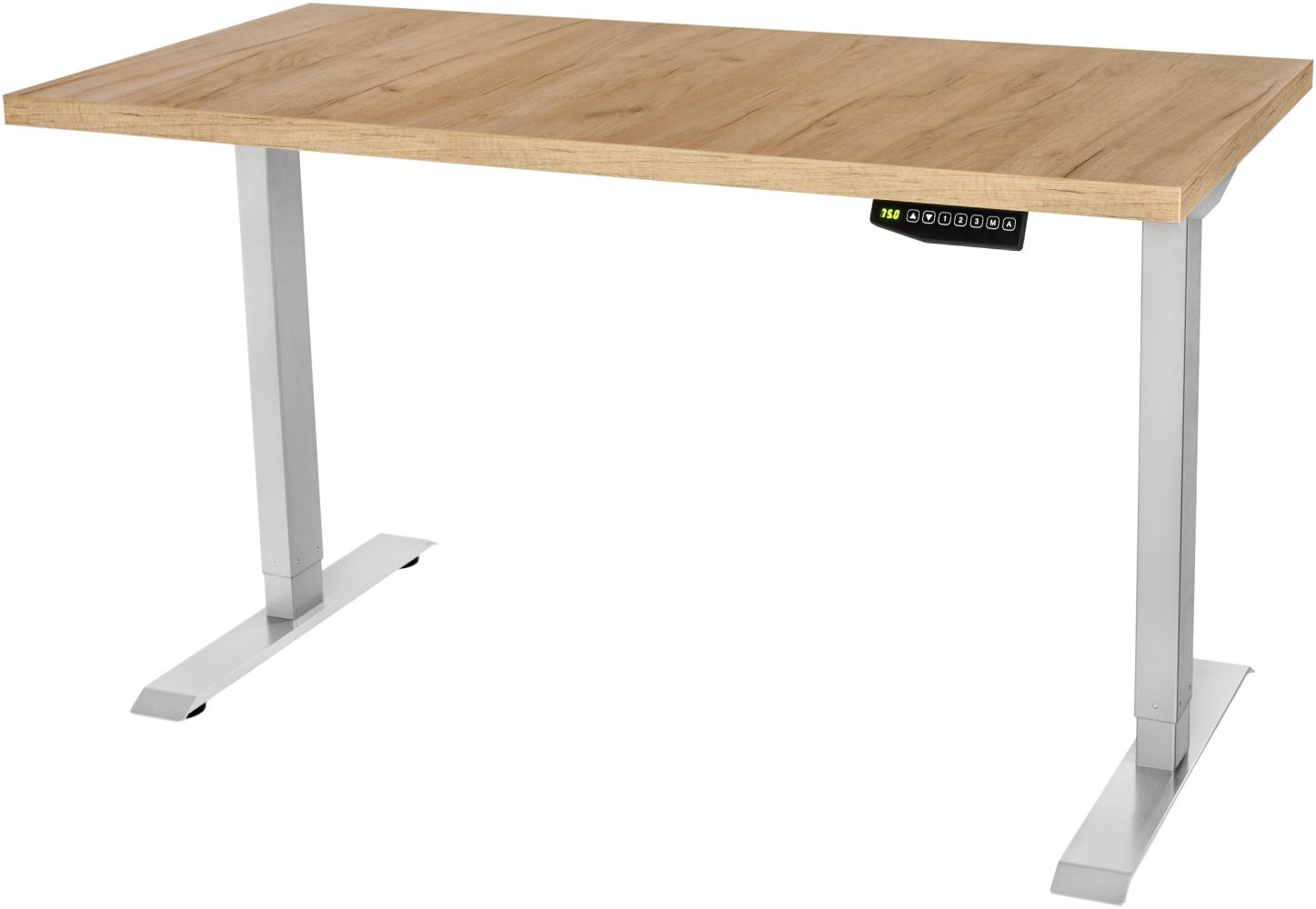 Furnilovers Höhenverstellbarer Schreibtisch, Craft Oak Grey/ Grau, 120x60 cm Bild 1