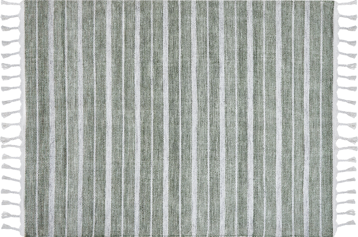 Outdoor Teppich dunkelgrün weiß 140 x 200 cm Streifenmuster Kurzflor BADEMLI Bild 1