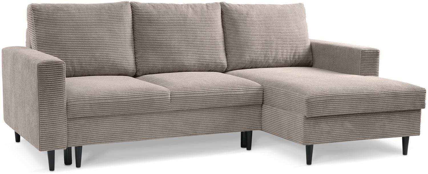 Selsey Nalika - Ecksofa mit Schlaffunktion, Kordsamt-Bezug, beige, rechtsseitig Bild 1