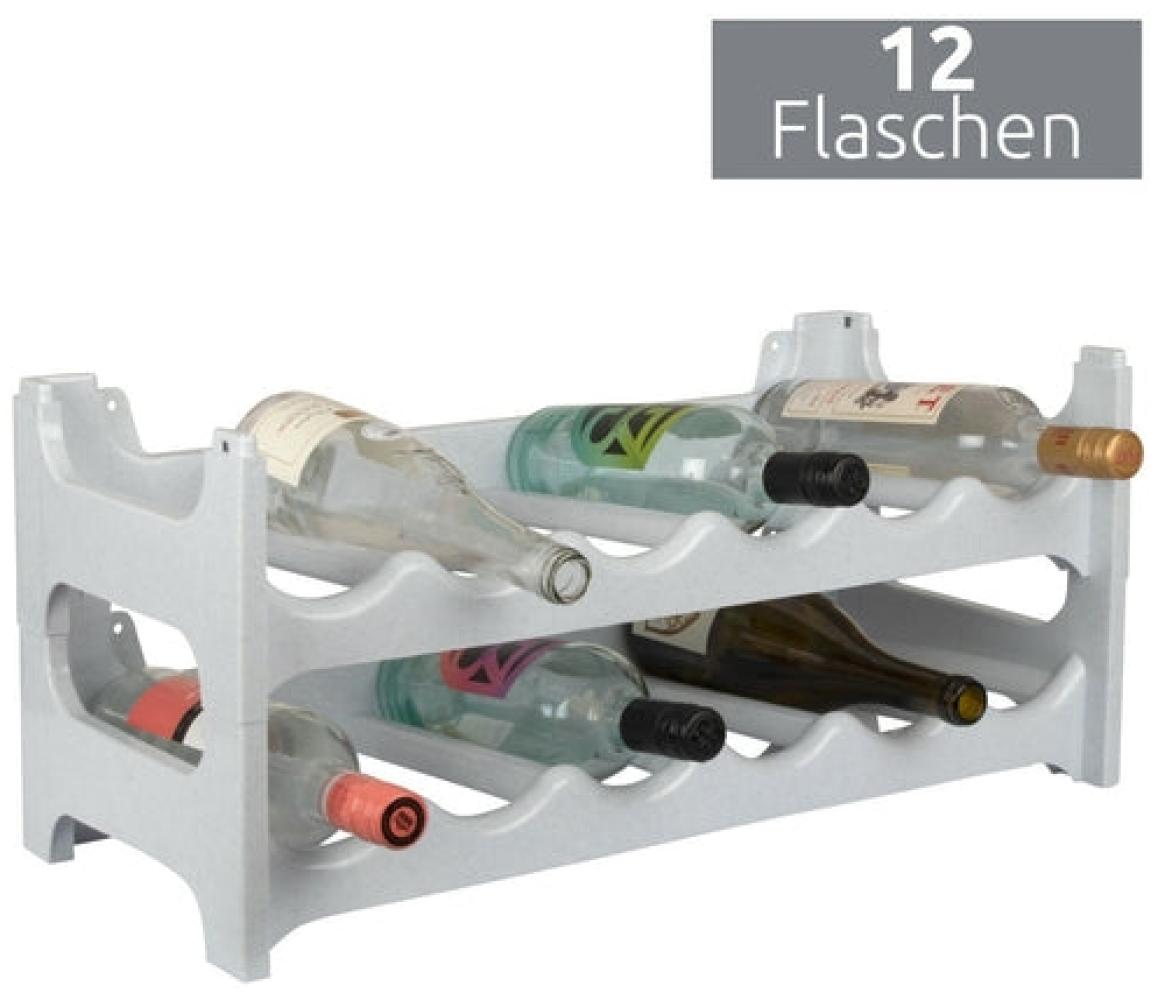 ARTECSIS Weinregal aus Kunststoff, stapelbares Flaschenregal modular erweiterbar granitgrau - 2er Set für 12 Flaschen Bild 1