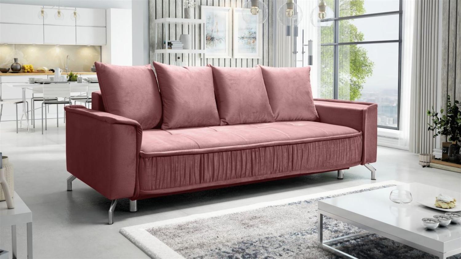 Schlafsofa Sofa 3-Sitzer FLORENCE Stoff Element Altrosa Bild 1