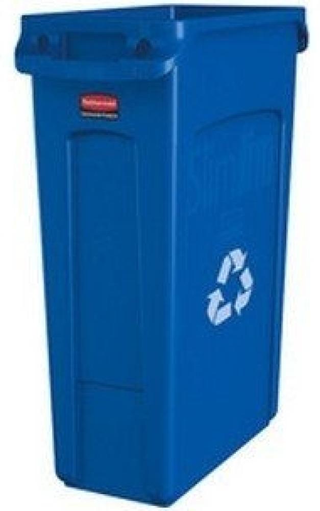 Rubbermaid Abfallbehälter Slim Jim mit Lüftungskanälen,blau zur Mülltrennung von Recycling-Abfällen, rechteckig, ohne Deckel, Fassungsvermögen: 87 Liter, versehen mit RecyclingLogo, strapazierfähiger Vollkunststoff, leichte Reinigung, Haltepunkte am Bo... Bild 1