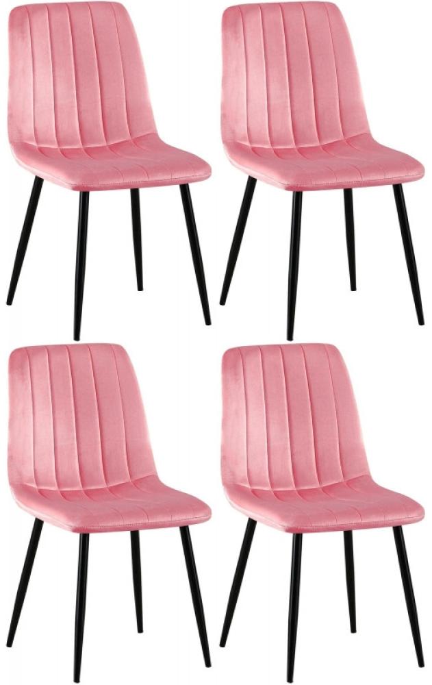 4er Set Stühle Dijon Samt (Farbe: pink) Bild 1