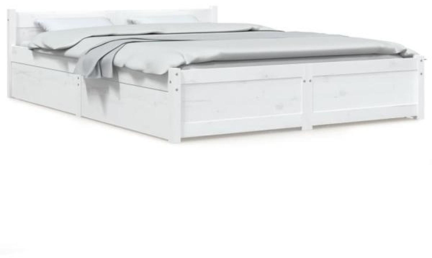 Bett mit Schubladen Weiß 135x190 cm 4FT6 Double Bild 1