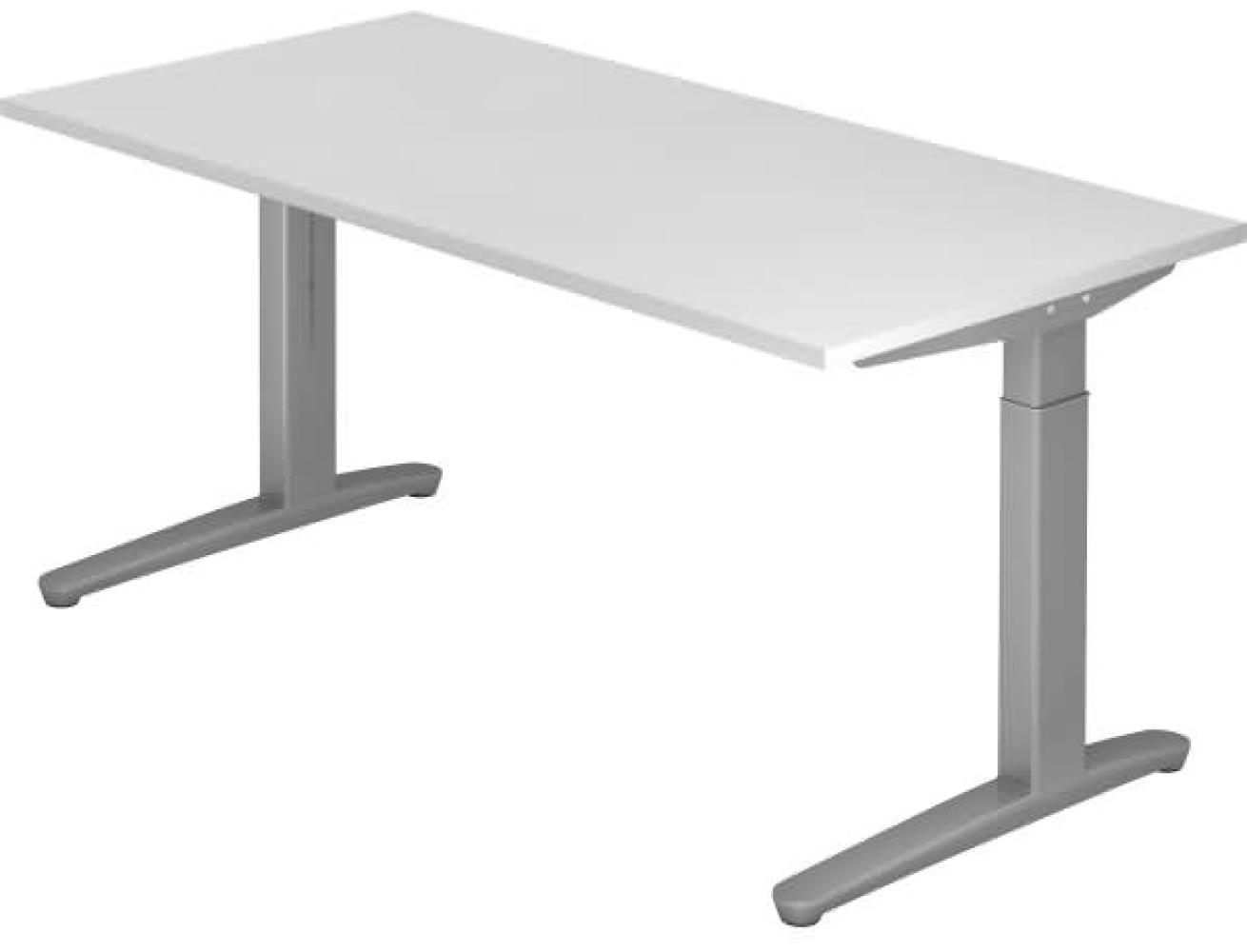 'XB16' Schreibtisch, C-Fuß, 160x80cm, Weiß / Silber Bild 1