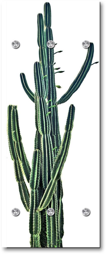 Queence Garderobe - "Holy Cactus" Druck auf hochwertigem Arcylglas inkl. Edelstahlhaken und Aufhängung, Format: 50x120cm Bild 1