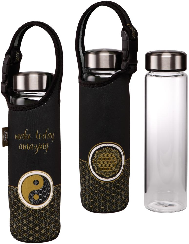 Goebel Trinkflasche Yin Yang Black, Glasflasche mit Neoprenhülle, Glas-Kombi, Bunt, 700 ml, 23500631 Bild 1