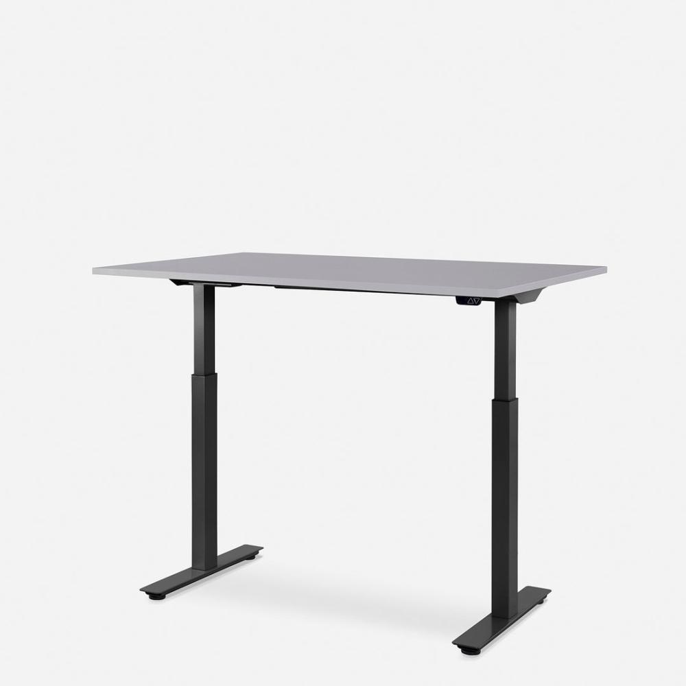 120 x 80 cm WRK21® SMART - Grau Uni / Schwarz elektrisch höhenverstellbarer Schreibtisch Bild 1
