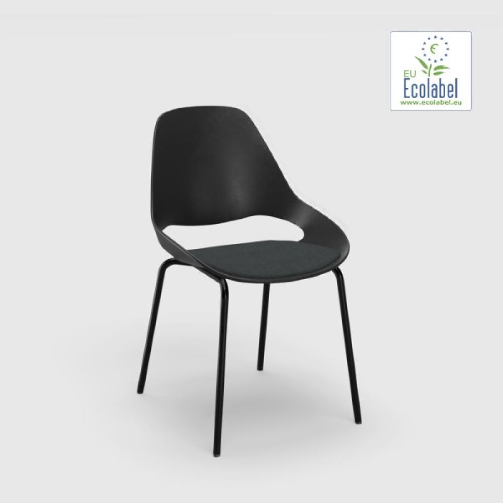 Stuhl ohne Armlehne FALK schwarz Tube aus Pulverbeschichtetem schwarzem Stahl Sitzpolster anthrazit Bild 1