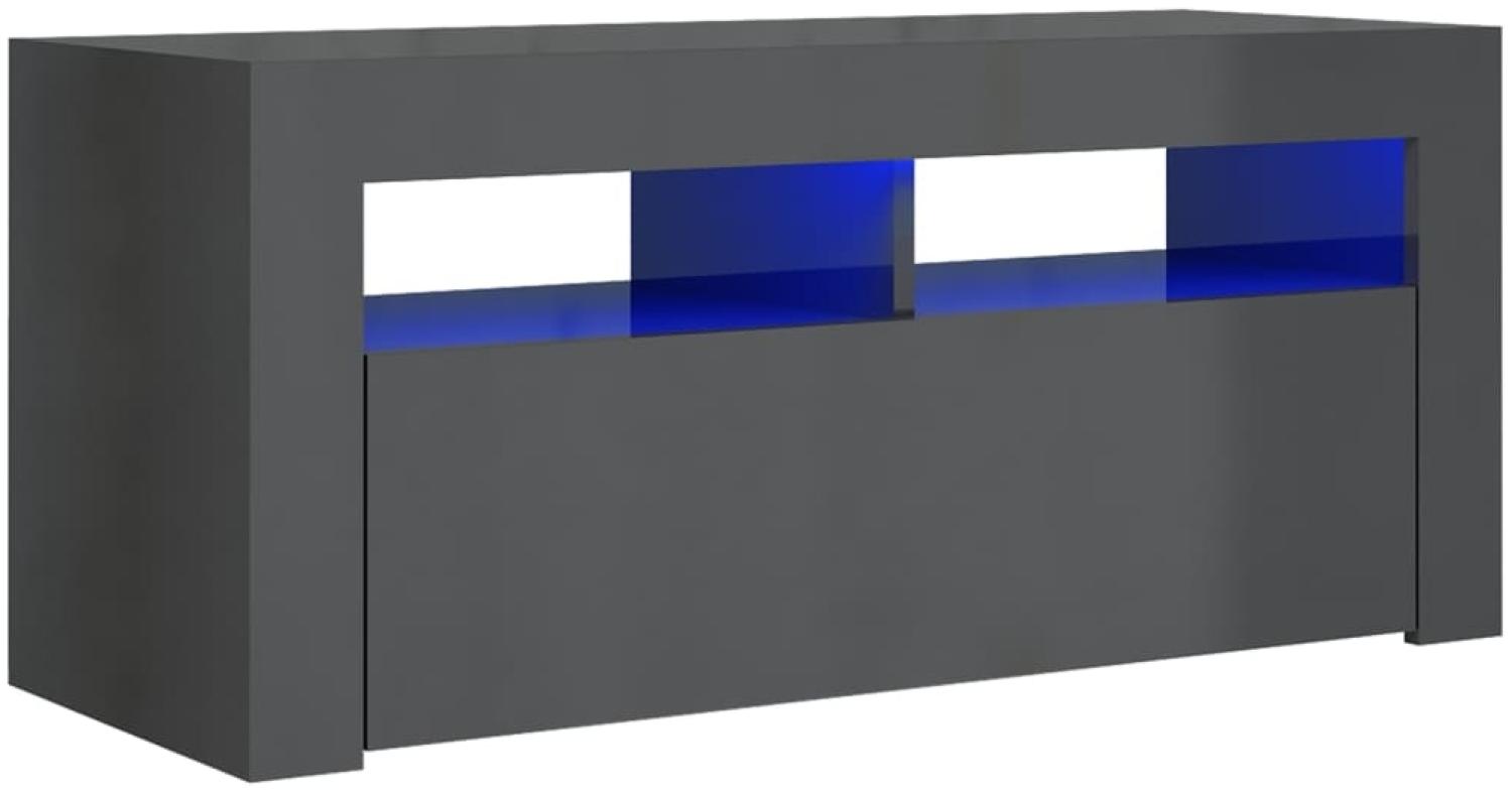 vidaXL TV-Schrank mit LED-Leuchten Hochglanz-Grau 90x35x40 cm, Mit Beleuchtung [804327] Bild 1