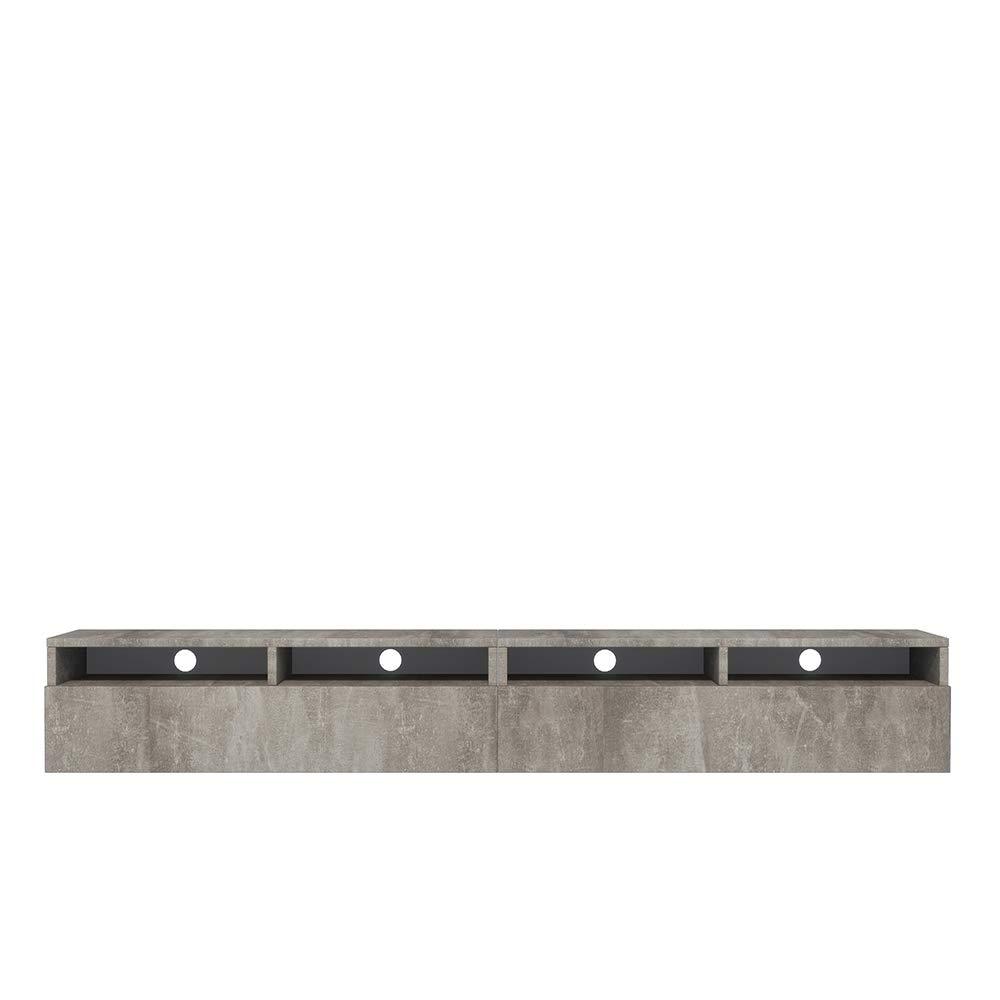 Selsey REDNAW - TV-Schrank/modernes TV-Board für Wohnzimmer, stehend/hängend, 200 cm breit (Betonoptik ohne LED) Bild 1
