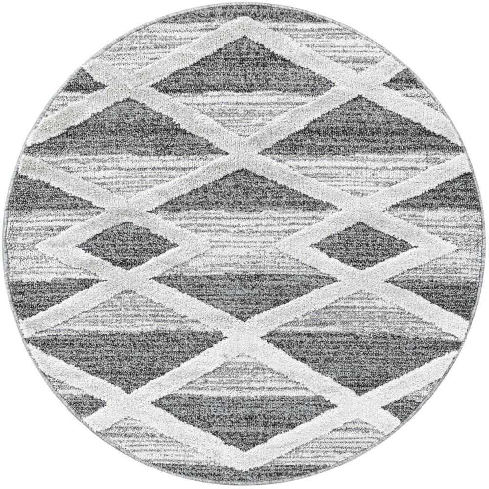 Hochflor Teppich Pepe rund - 120 cm Durchmesser - Grau Bild 1
