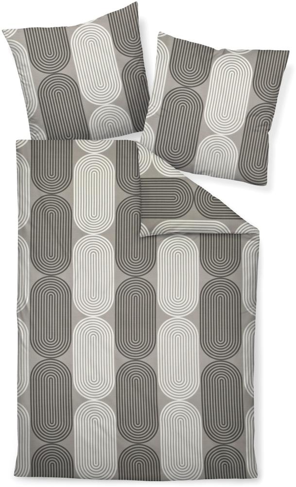 Janine J.D. Mako-Satin Bettwäsche 200x220 Retro Spiralen grau creme braun 87077-7 Bild 1