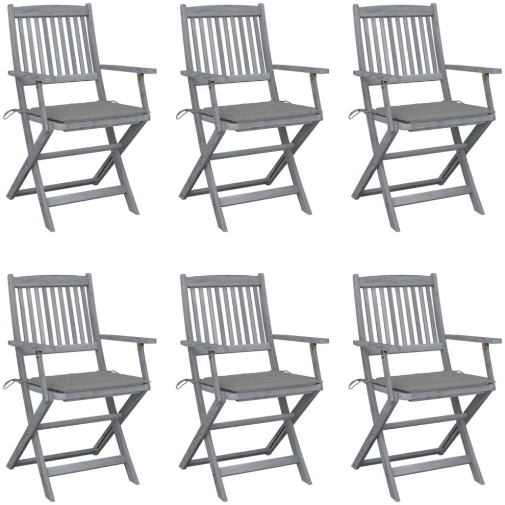 Klappbare Gartenstühle 6 Stk. mit Sitzkissen Massivholz Akazie Bild 1