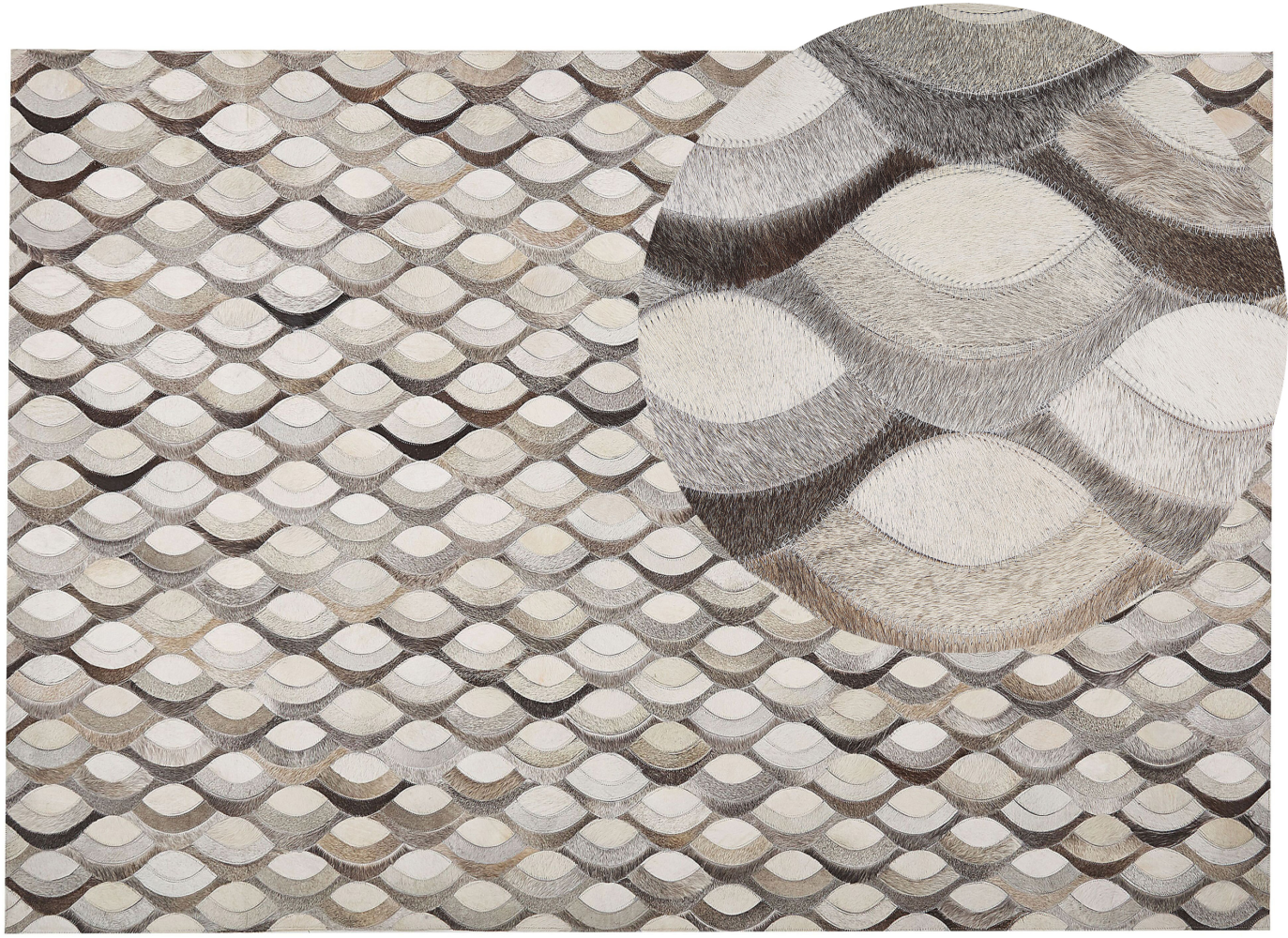 Teppich Kuhfell braun / beige 160 x 230 cm Patchwork Kurzflor KIRCA Bild 1
