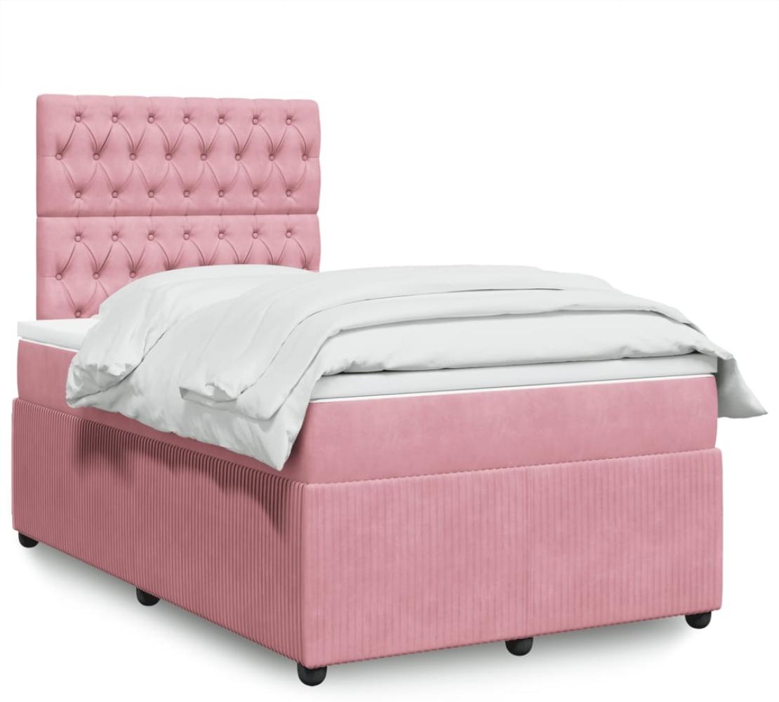 vidaXL Boxspringbett mit Matratze Rosa 120x200 cm Samt 3292321 Bild 1