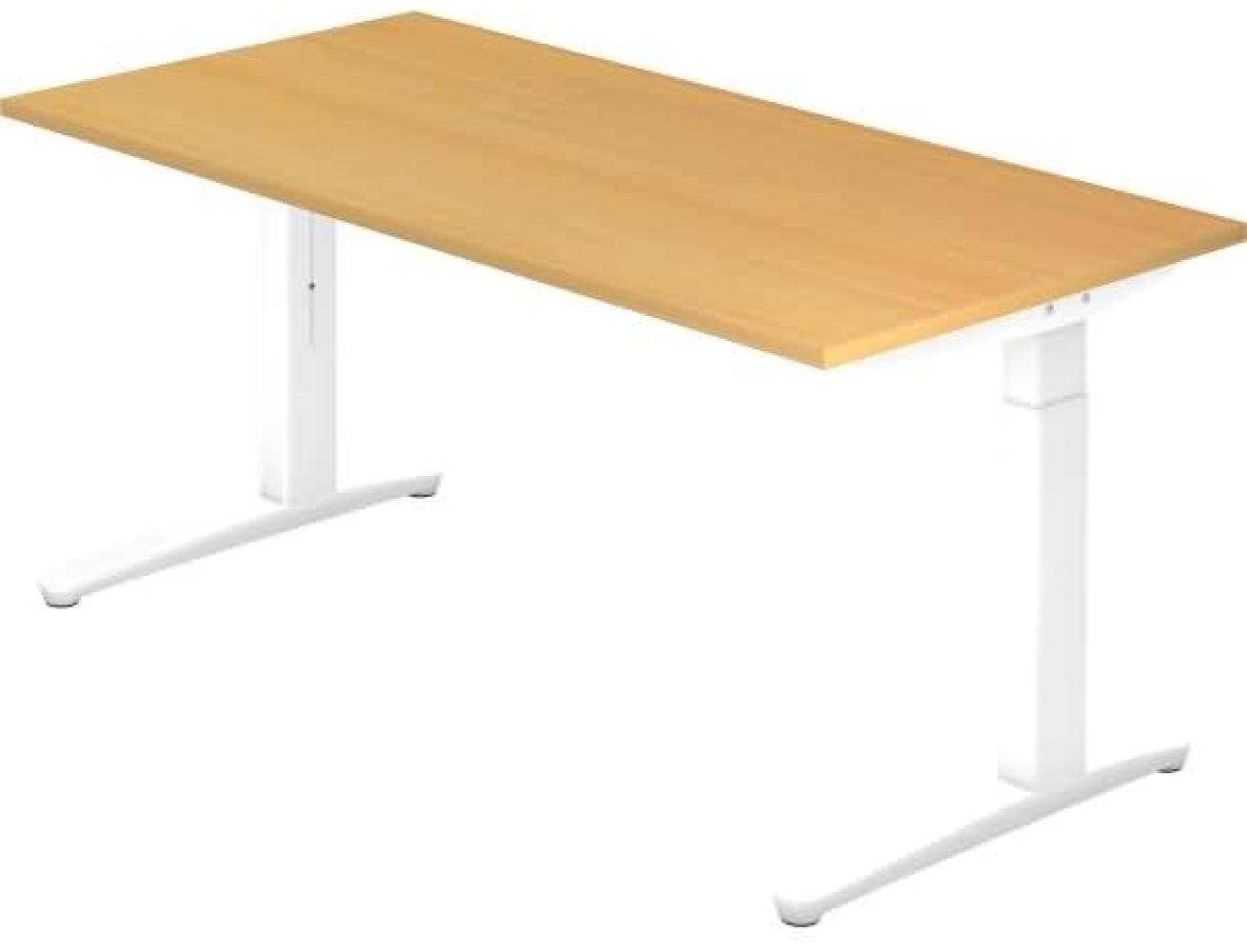 'XB16' Schreibtisch, C-Fuß, 160x80cm, Buche / Weiß Bild 1