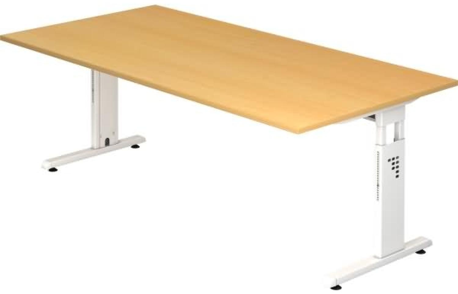 Schreibtisch OS2E C-Fuß 200x100cm Buche Gestellfarbe: Weiß Bild 1