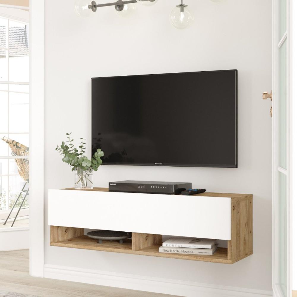 Designer TV Lowboard Balvano Weiß/Holz Bild 1