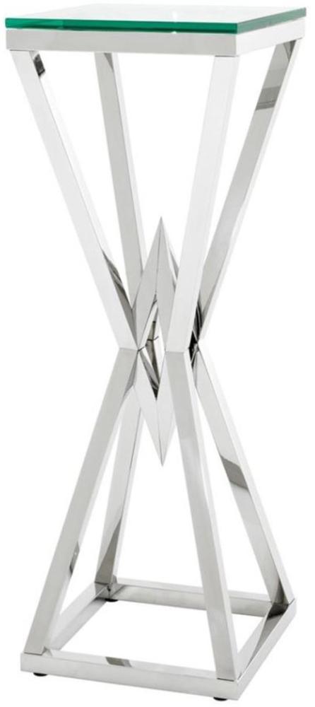 Casa Padrino Luxus Beistelltisch / Säule Edelstahl Silber 35 x 35 x H. 101 cm - Designer Tisch Möbel Bild 1