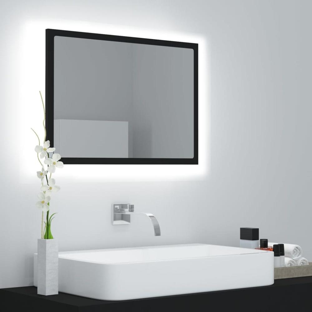 LED-Badspiegel, Spanplatte Schwarz, 60 x 8,5 x 37 cm Bild 1