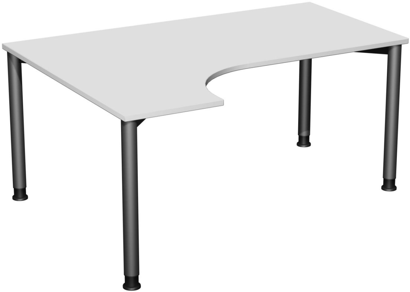 PC-Schreibtisch '4 Fuß Flex' links, höhenverstellbar, 160x120cm, Lichtgrau / Anthrazit Bild 1