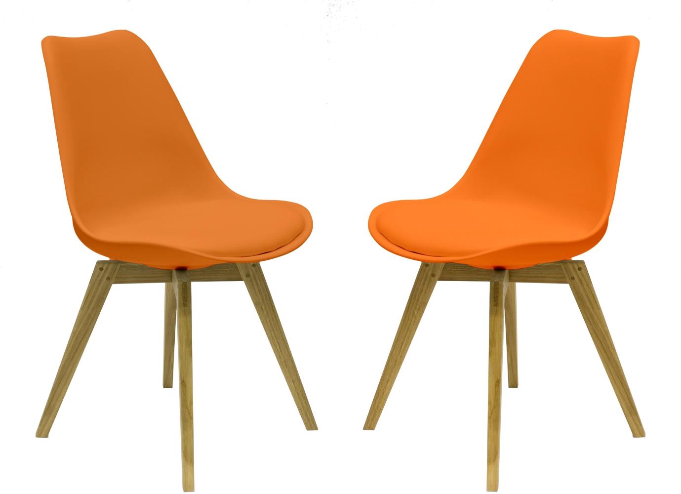 2er-Set 'Olbia' Stuhl, Orange/Eiche Bild 1