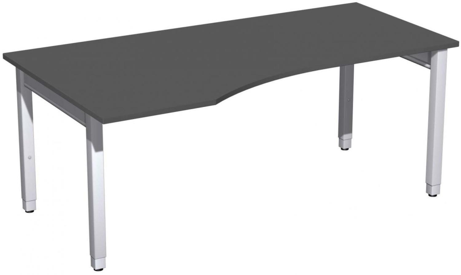 PC-Schreibtisch '4 Fuß Pro Quadrat' links höhenverstellbar, 180x100x68-86cm, Graphit / Silber Bild 1