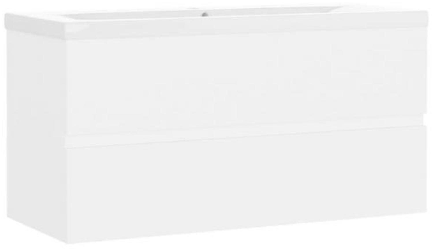 vidaXL Waschbeckenunterschrank mit Einbaubecken Weiß Spanplatte [3071558] Bild 1