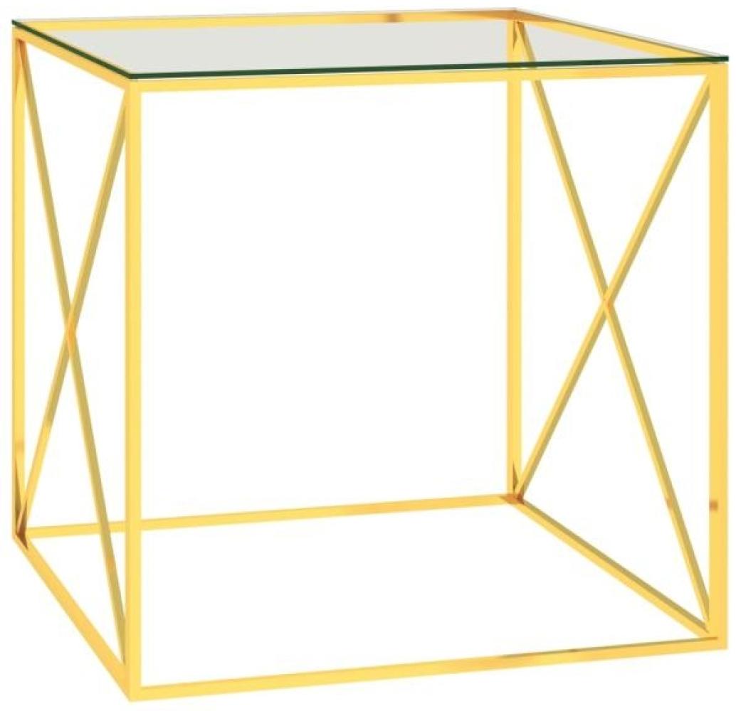 vidaXL Couchtisch Golden 55x55x55 cm Edelstahl und Glas [289022] Bild 1
