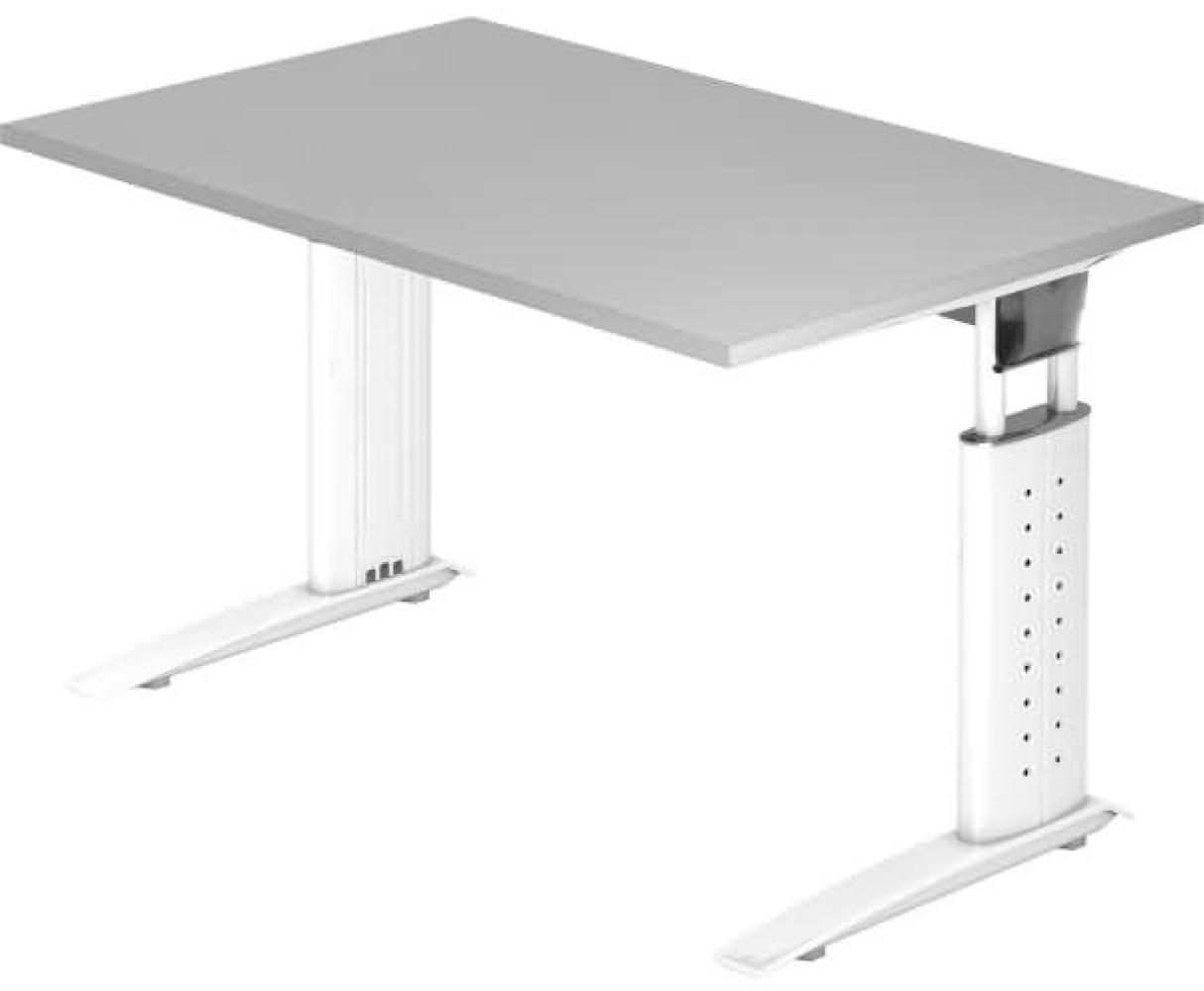Schreibtisch US12 C-Fuß 120x80cm Grau Gestellfarbe: Weiß Bild 1