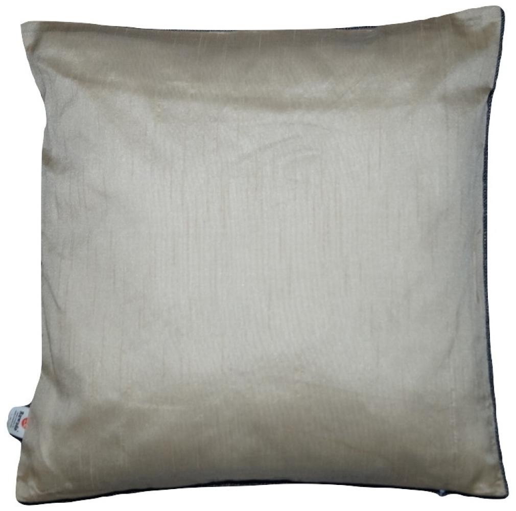 Einfarbig Kissenbezug mit unsichtbarer Reißverschluss in Creme, 100% weiche Dupionseide Kissenhülle für Sofa & Bett Kissen - 40cm x 40cm Bild 1