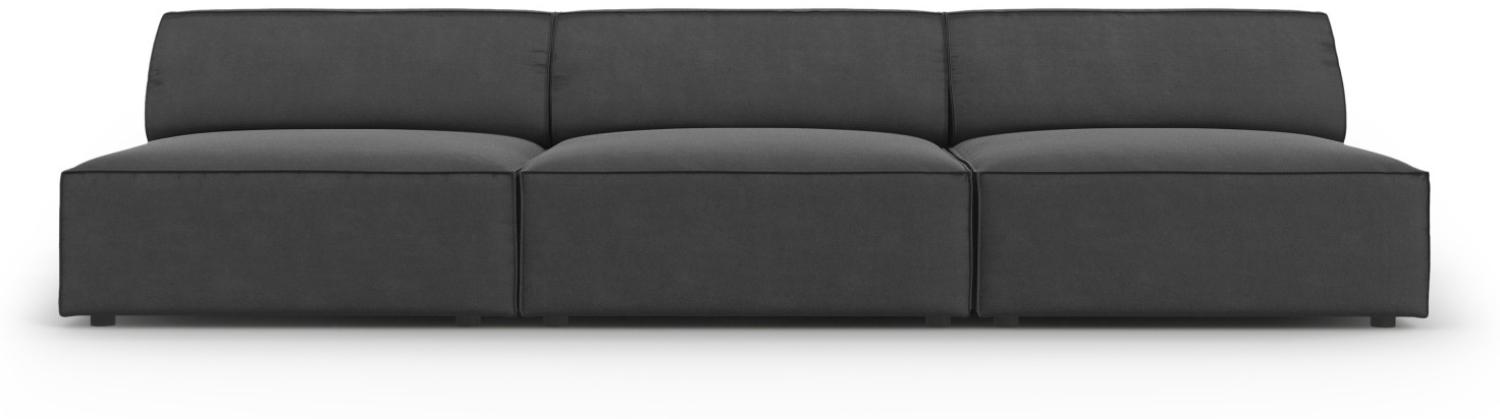 Micadoni 3-Sitzer Samtstoff Sofa Jodie | Bezug Grey | Beinfarbe Black Plastic Bild 1