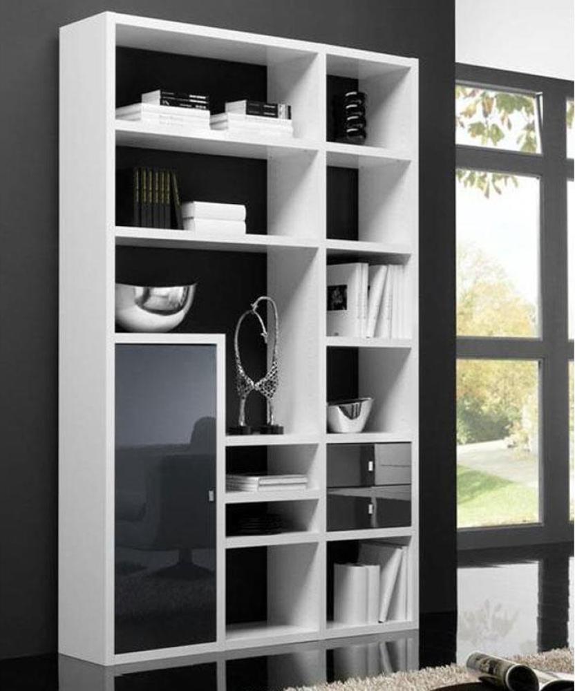 FIF Möbel 'Toro 22' Regalwand, weiß/schwarz Hochglanz lackiert, ca. 221 cm hoch Bild 1