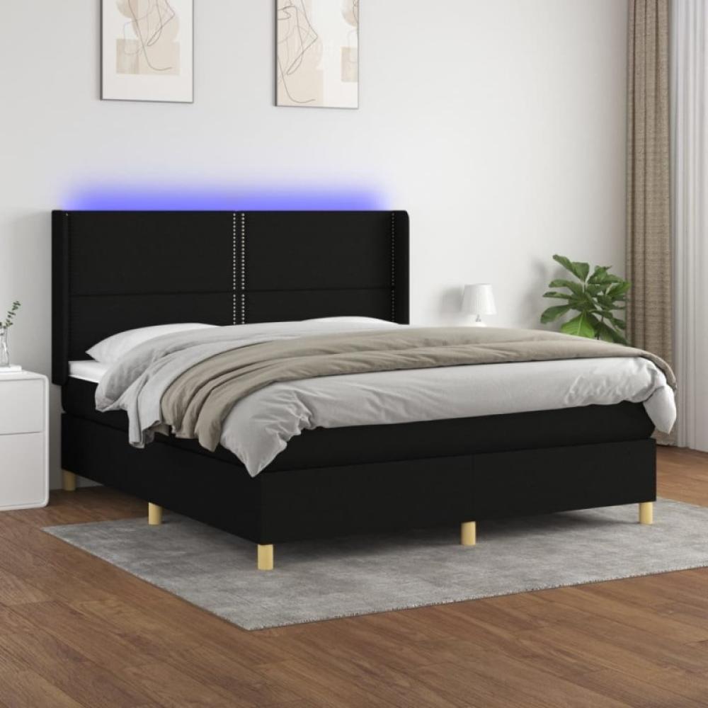 Boxspringbett mit Matratze & LED Schwarz 180x200 cm Stoff (Farbe: Schwarz) Bild 1