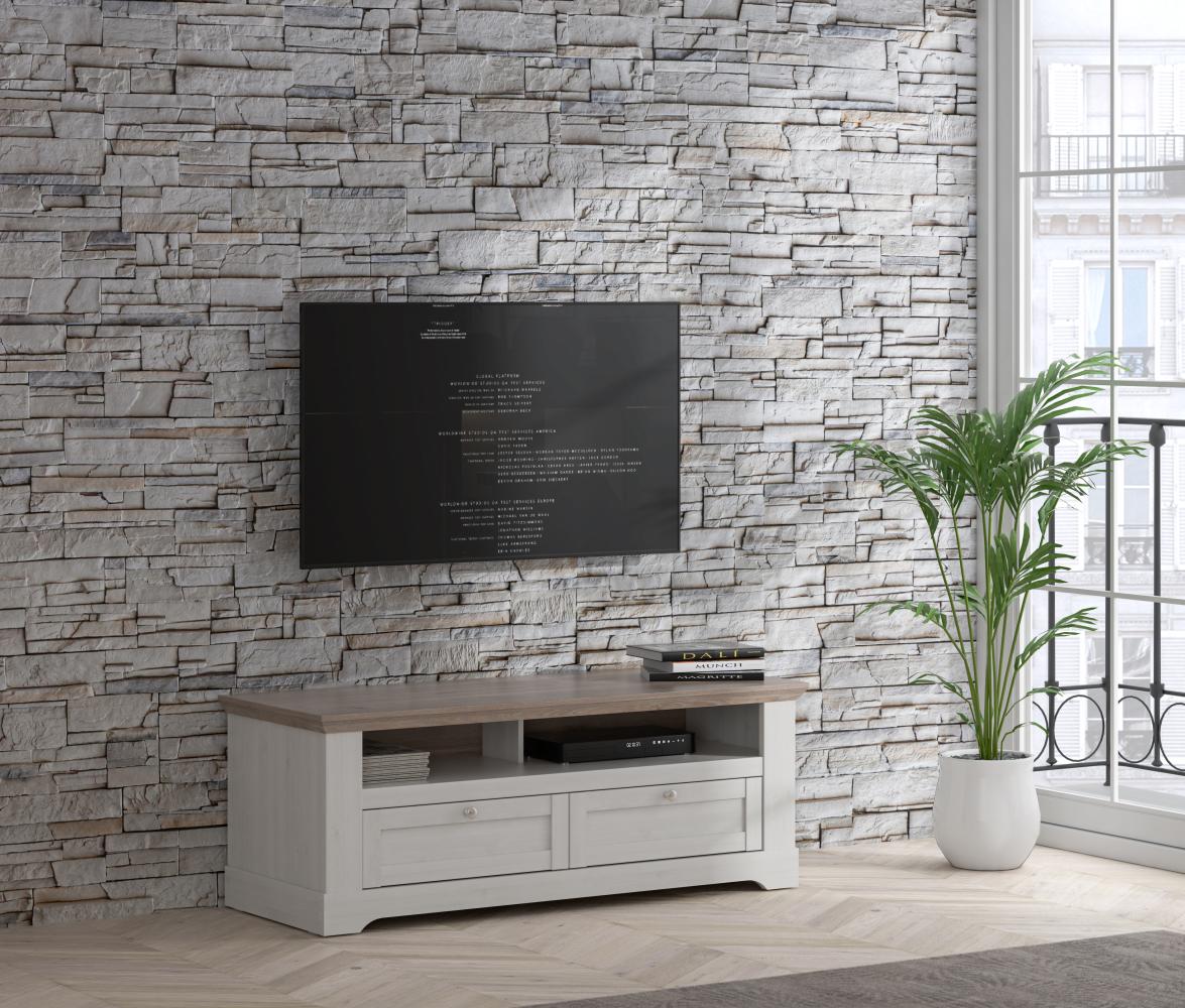 FORTE Iloppa TV-Unterschrank, Holzwerkstoff, Grau/Weiß, 145,2 x 54 x 55 cm Bild 1