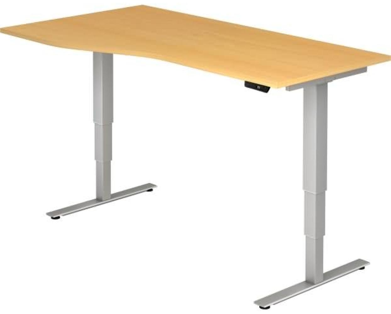 Sitz-Steh-Schreibtisch elektrisch XDSM18 180x100 / 80cm Buche Gestellfarbe: Silber Bild 1