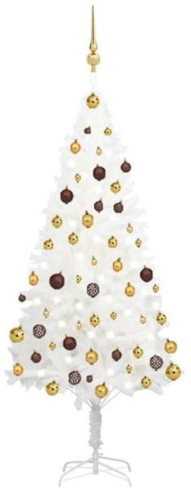 vidaXL Künstlicher Weihnachtsbaum mit LEDs & Kugeln Weiß 150 cm, Mit Beleuchtung [3077547] Bild 1