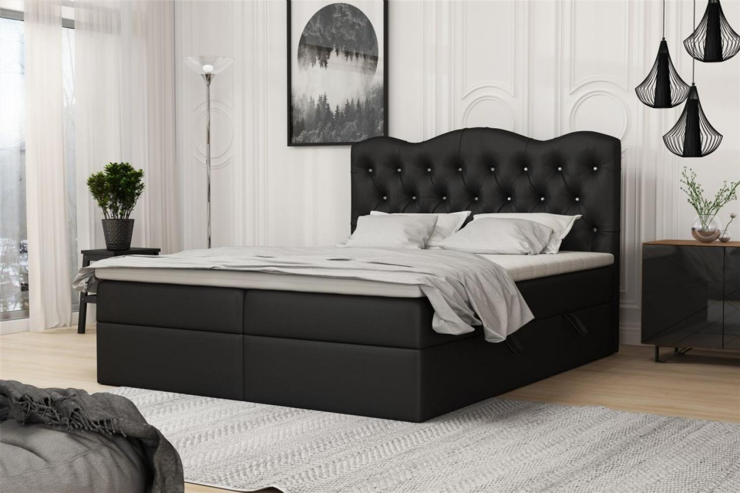 Boxspringbett Schlafzimmerbett LODOS 200x200cm Kunstleder Soft Schwarz Bild 1