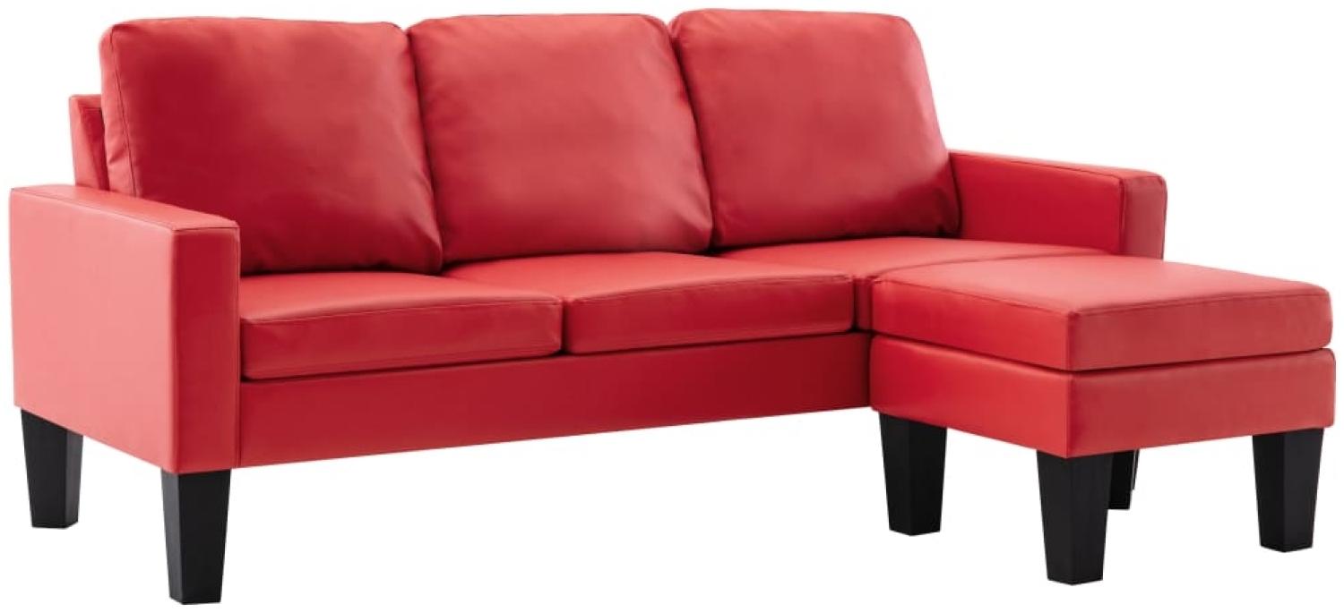 vidaXL 3-Sitzer-Sofa mit Hocker Rot Kunstleder Bild 1