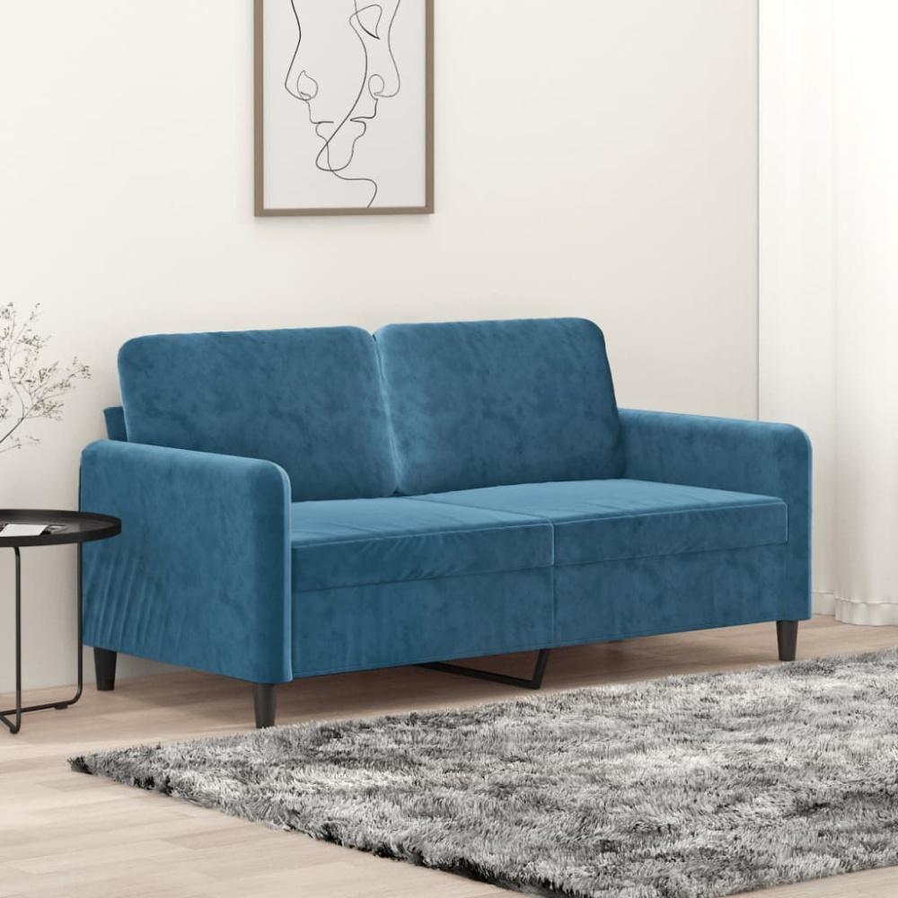 vidaXL 2-Sitzer-Sofa Blau 140 cm Samt Bild 1