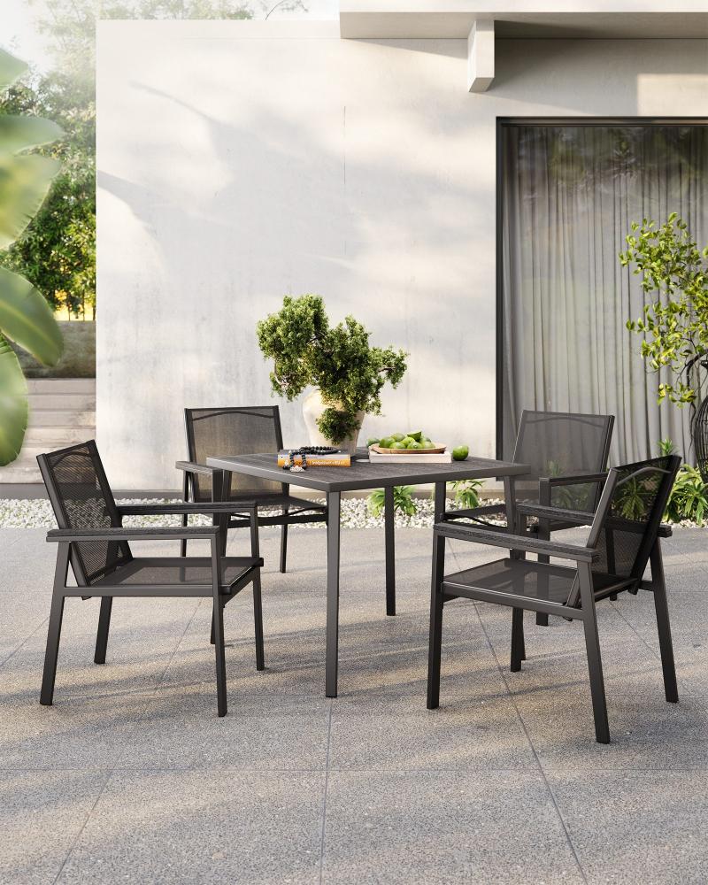 SONGMICS Gartenmöbel-Set, mit Tisch und Stühlen, für Terrasse, anthrazitgrau-tintenschwarz Bild 1