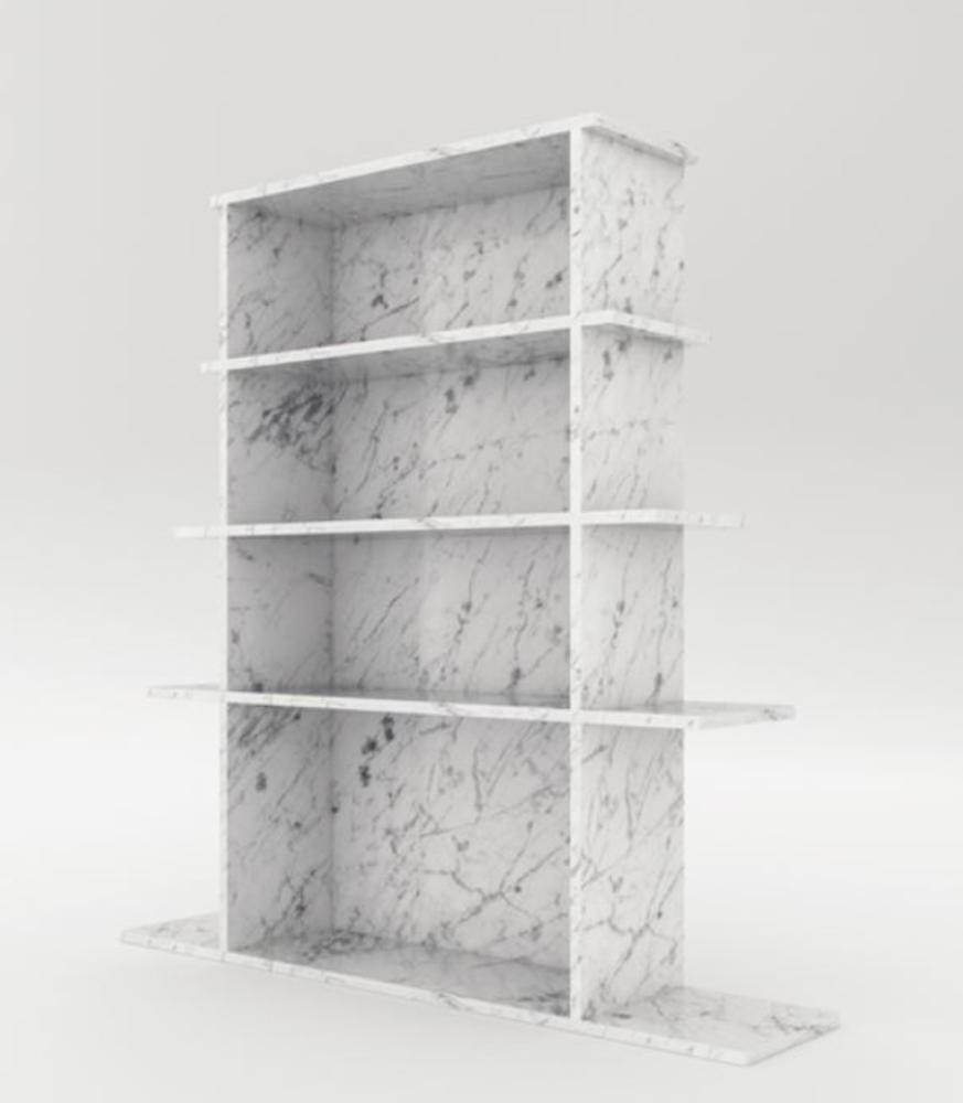 Casa Padrino Luxus Marmor Regalschrank Weiß 100 x 32 x H. 140 cm - Carrara Marmor Schrank mit 3 Regalen - Bücherschrank - Wohnzimmerschrank - Büroschrank - Luxus Marmor Möbel Bild 1