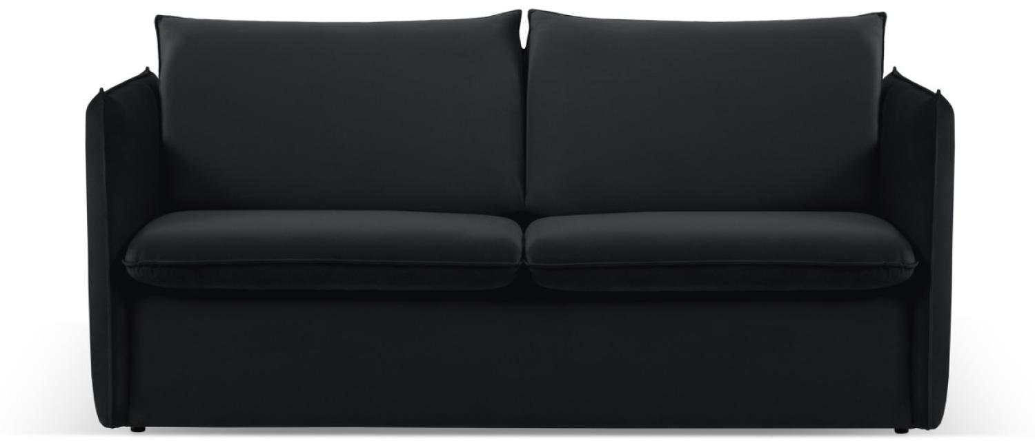 Micadoni 2-Sitzer Samtstoff Sofa mit Bettfunktion Agate | Bezug Black | Beinfarbe Black Plastic Bild 1