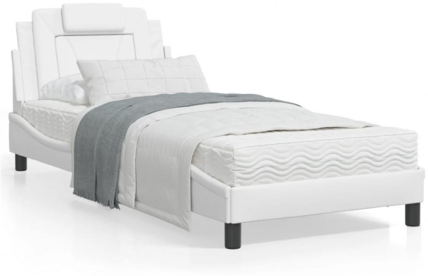 Bett mit Matratze Weiß 80x200 cm Kunstleder (Farbe: Weiß) Bild 1